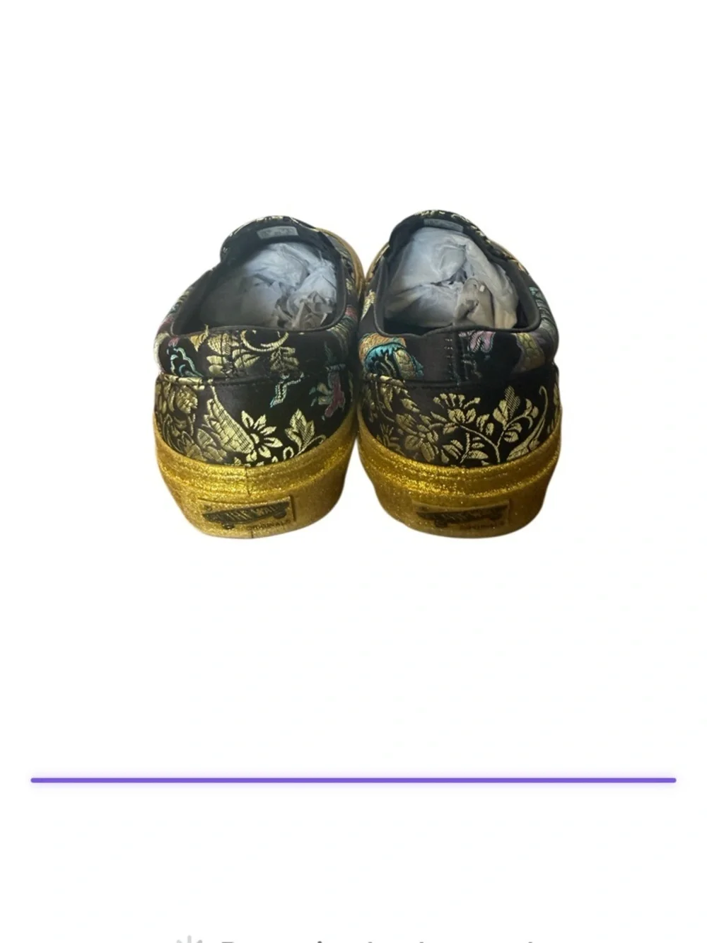 Vans Opening Ceremony x OG Black Slip-On w Gold Glitter Platform -Size 7.5 women